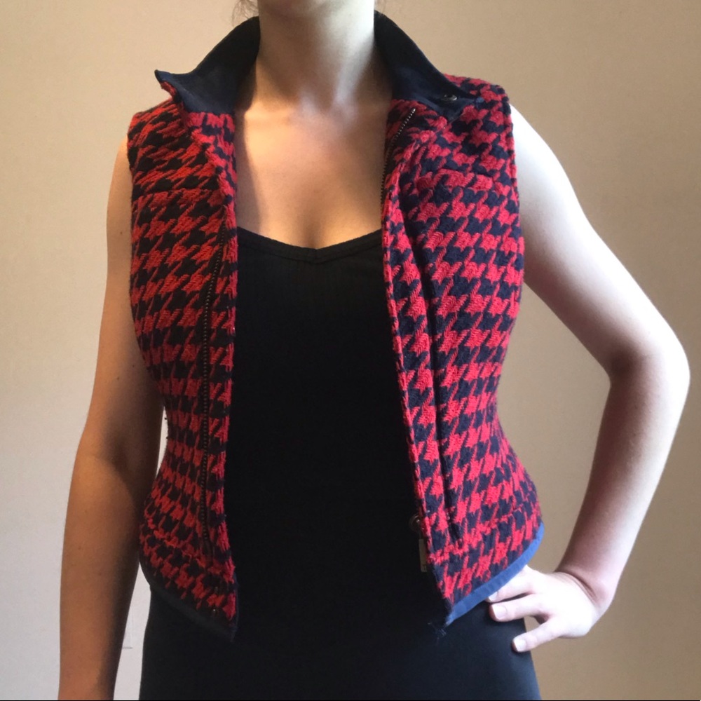 Tommy Hilfiger Red and Black Houndstooth Vest